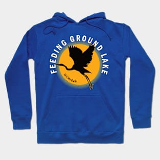 Feeding Ground Lake in Michigan Heron Sunrise Hoodie